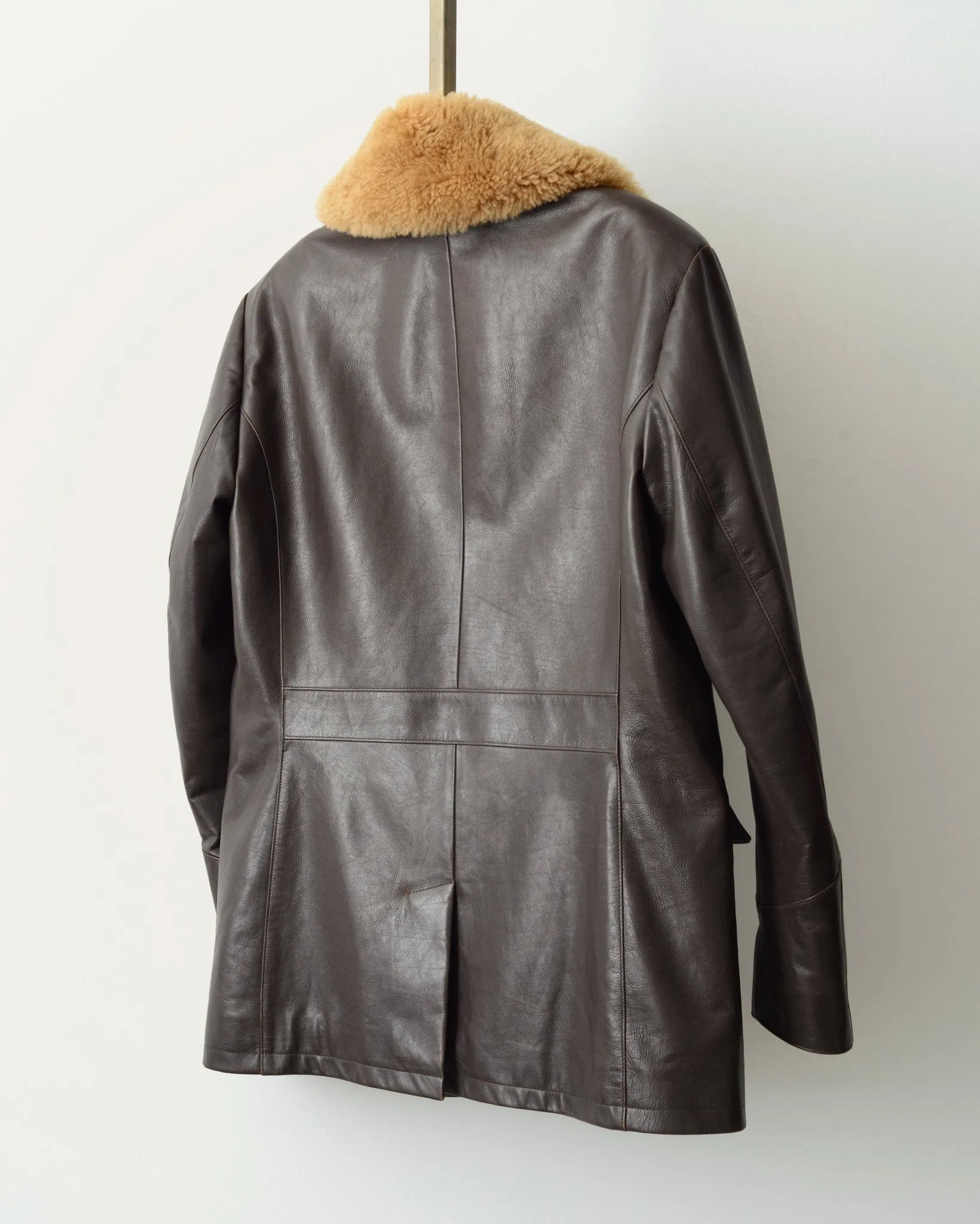 The Condor Peacoat: Brown Calf w/ Shearling Collar