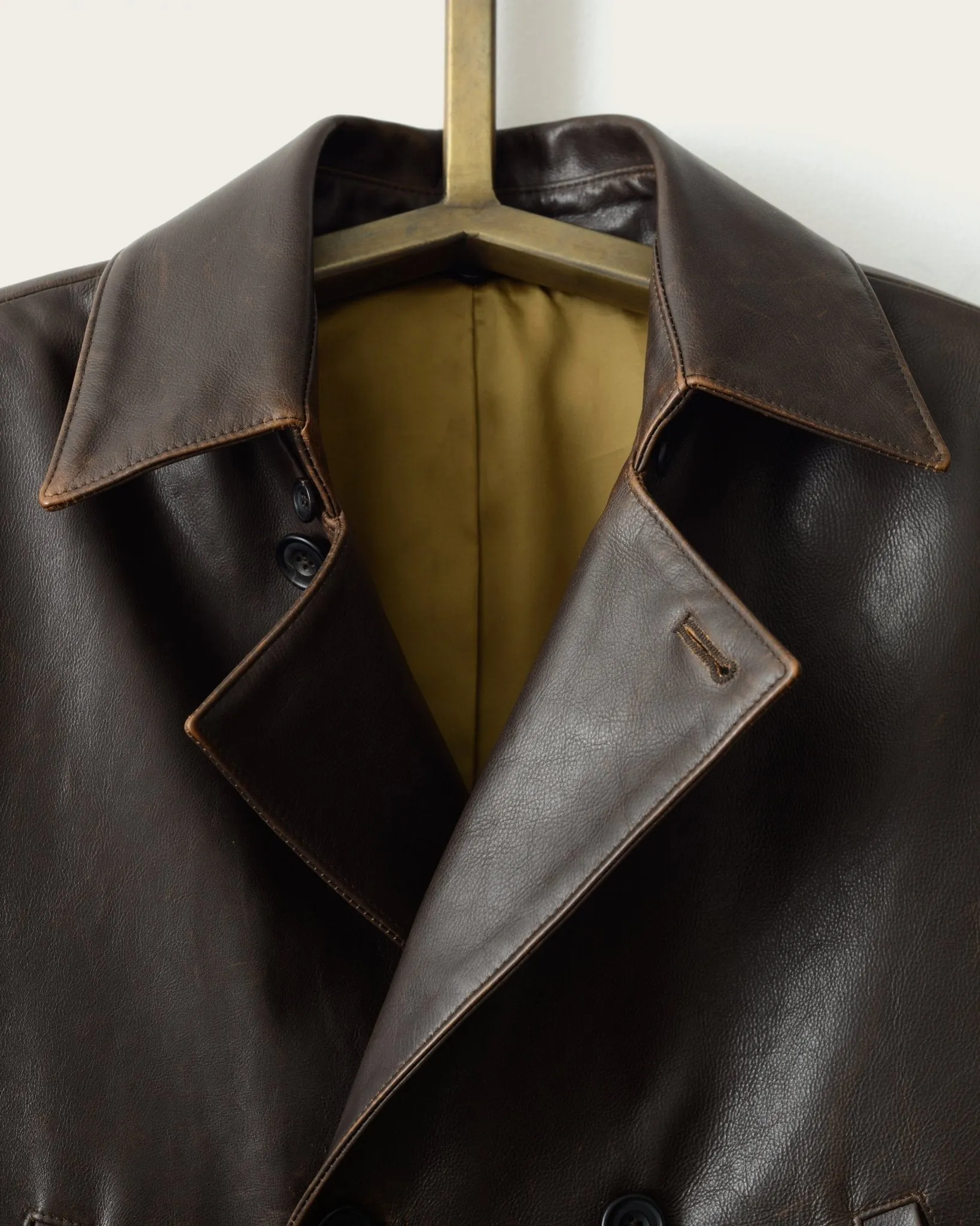 The Condor Peacoat: Brown Calf w/ Shearling Collar