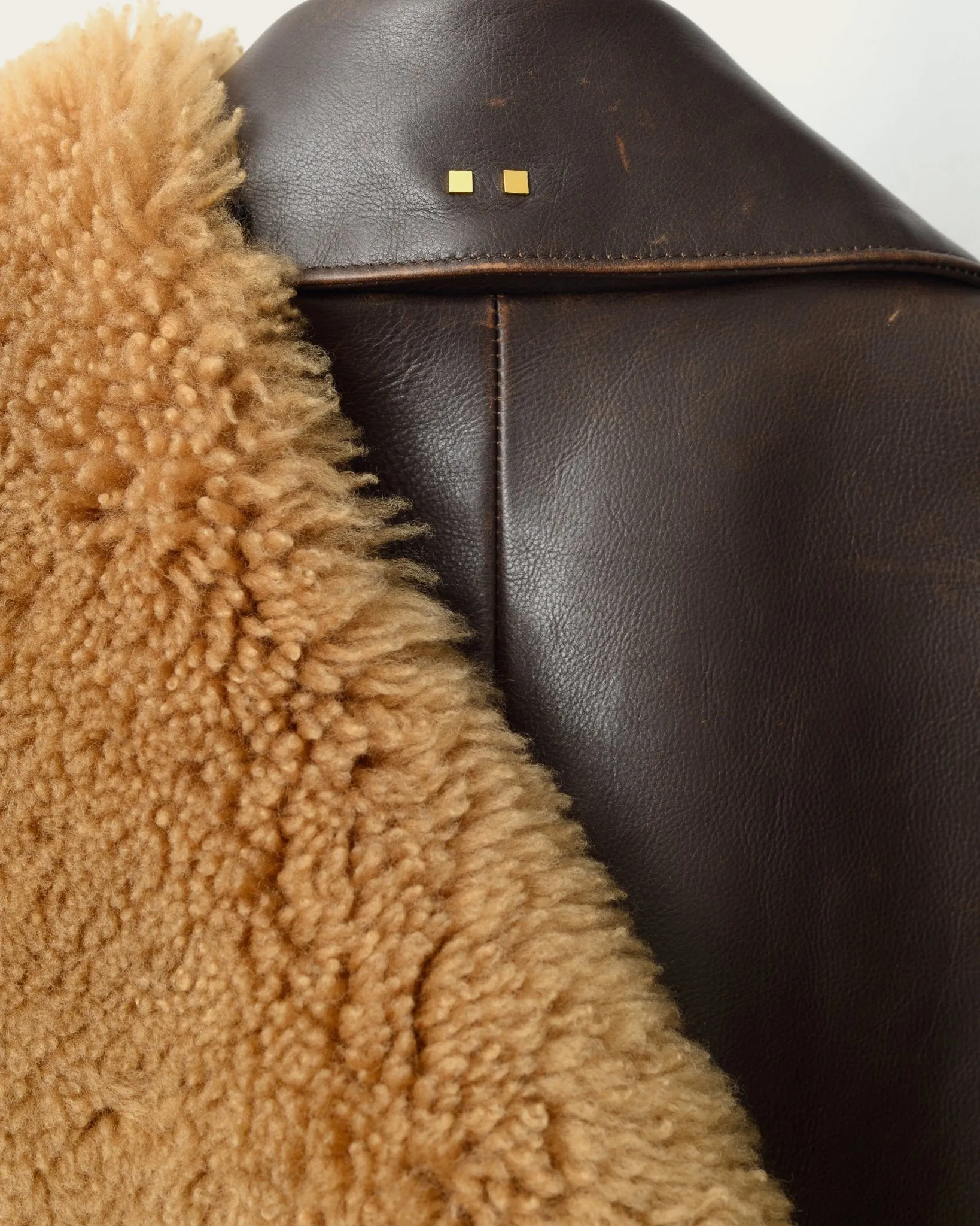 The Condor Peacoat: Brown Calf w/ Shearling Collar