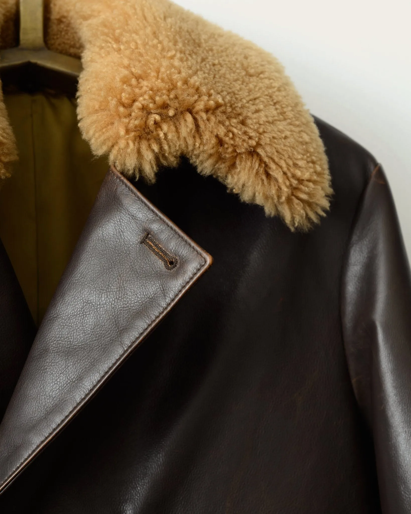 The Condor Peacoat: Brown Calf w/ Shearling Collar
