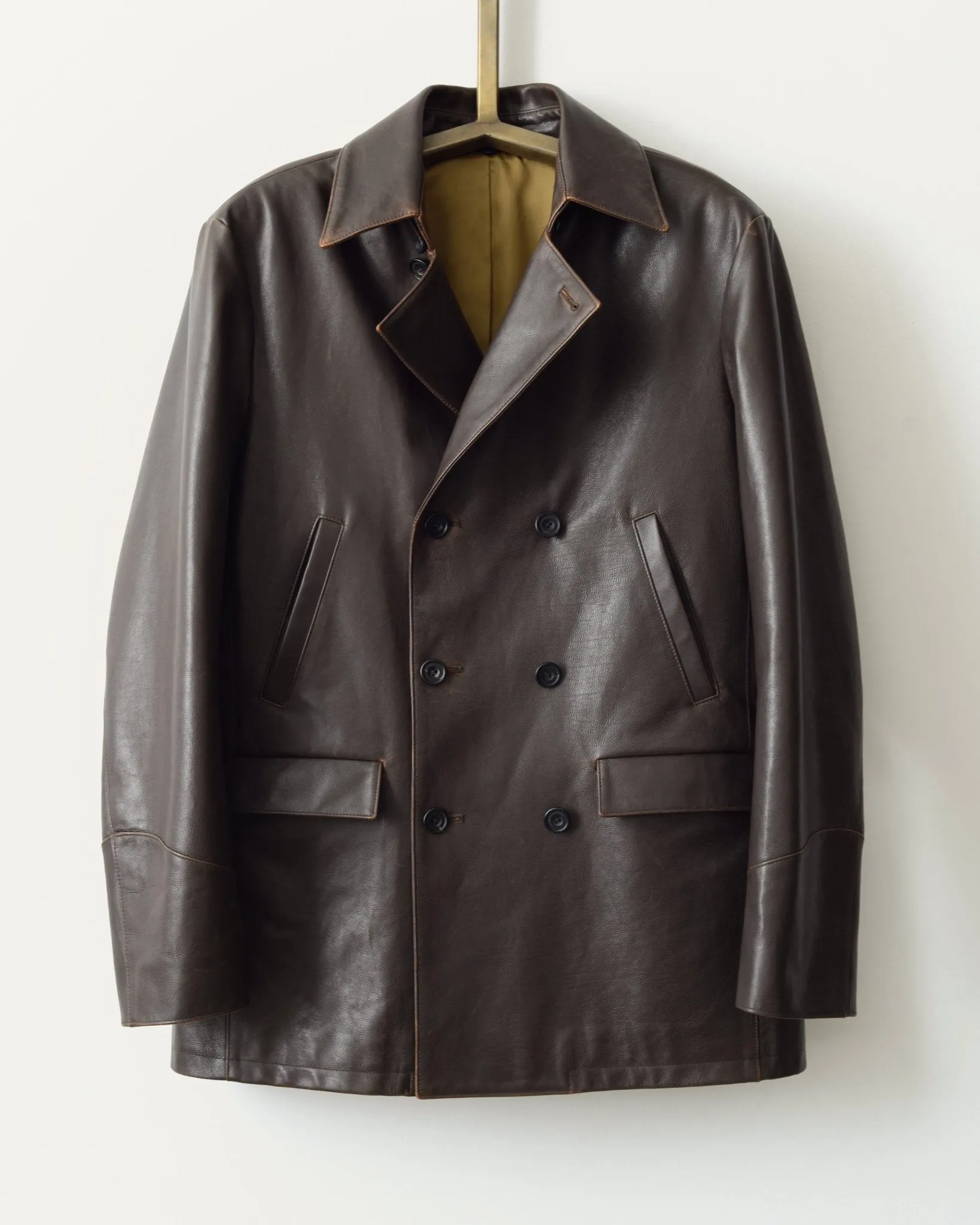 The Condor Peacoat: Brown Calf w/ Shearling Collar