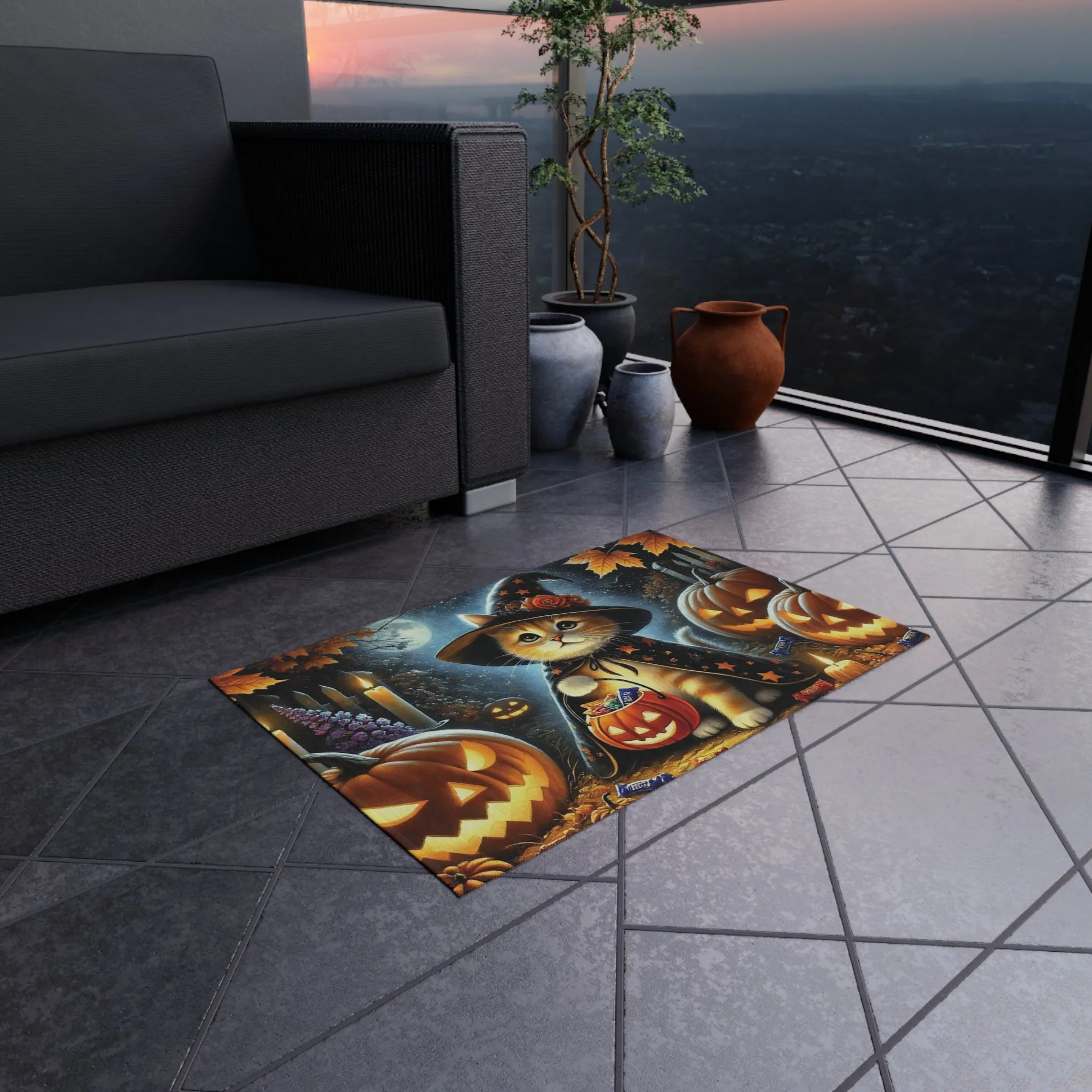 Trick or Treat - Cat Lover Halloween Decor- Indoor/Outdoor Rug