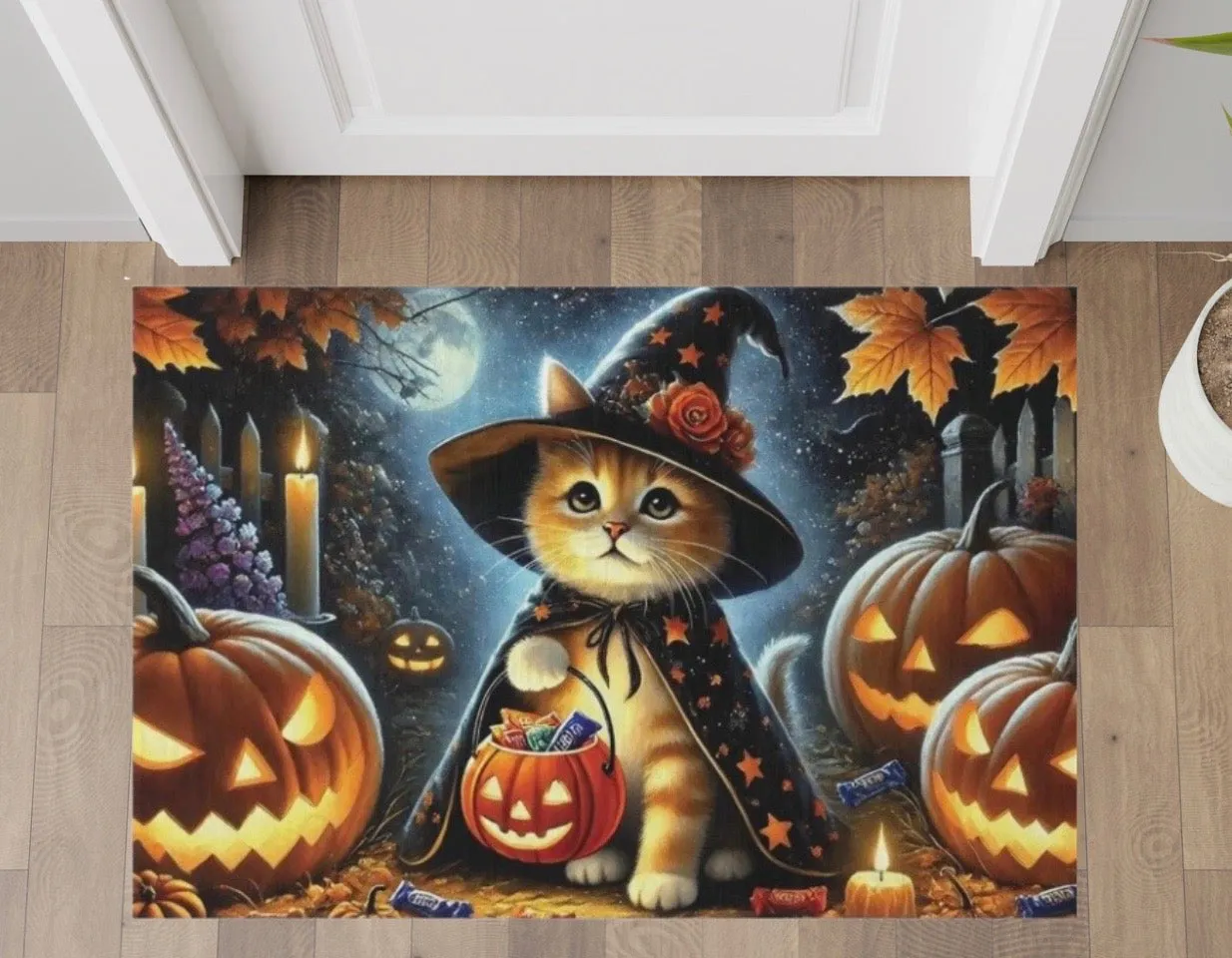 Trick or Treat - Cat Lover Halloween Decor- Indoor/Outdoor Rug