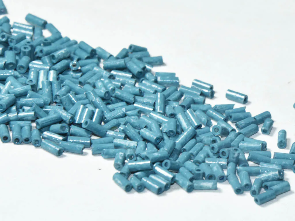 Turquoise Dyed Pipe / Bugle Glass Seed Beads (4.5 mm)