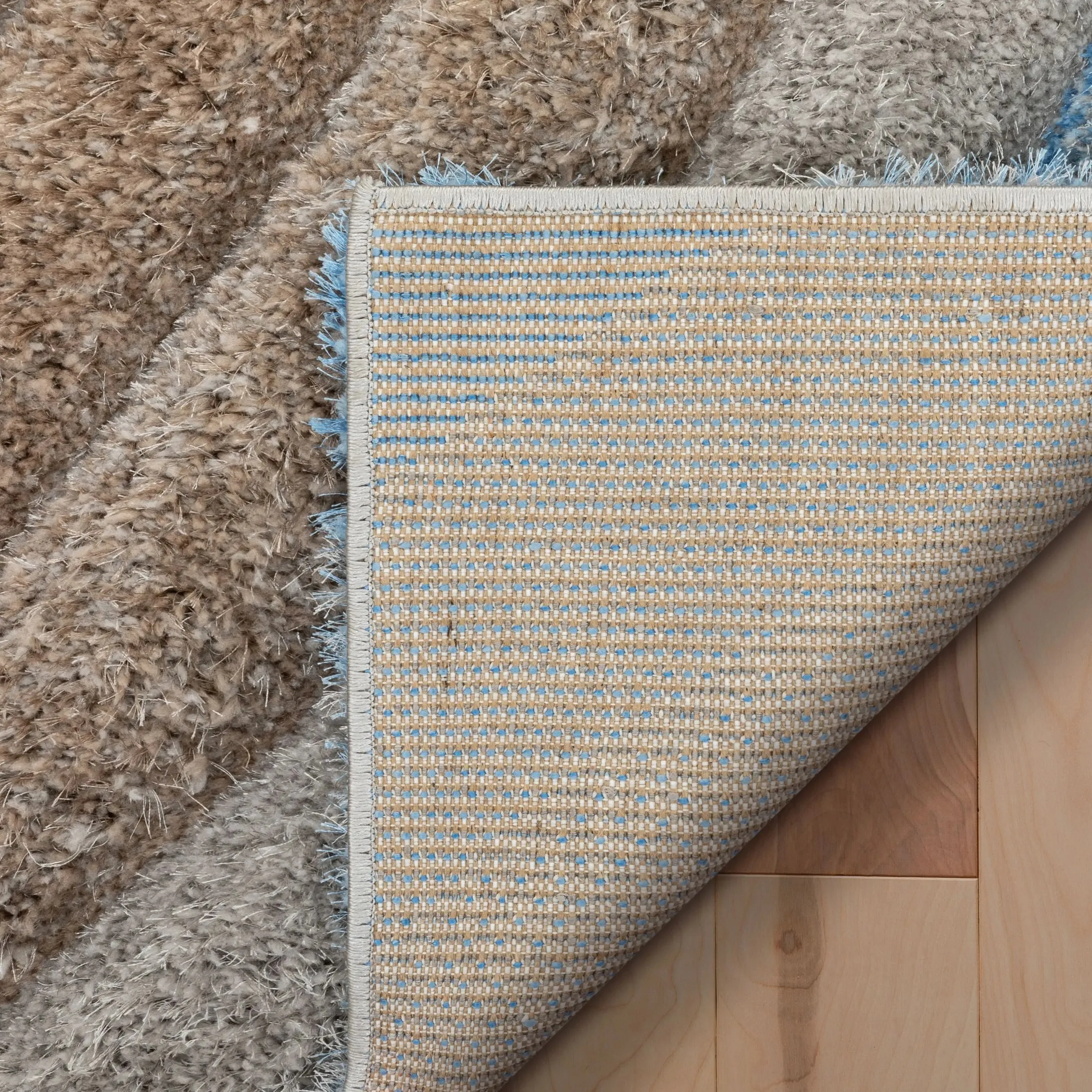Ucci  Modern Modern Geometric Shag Beige  3D Textured Thick & Soft Shag Rug