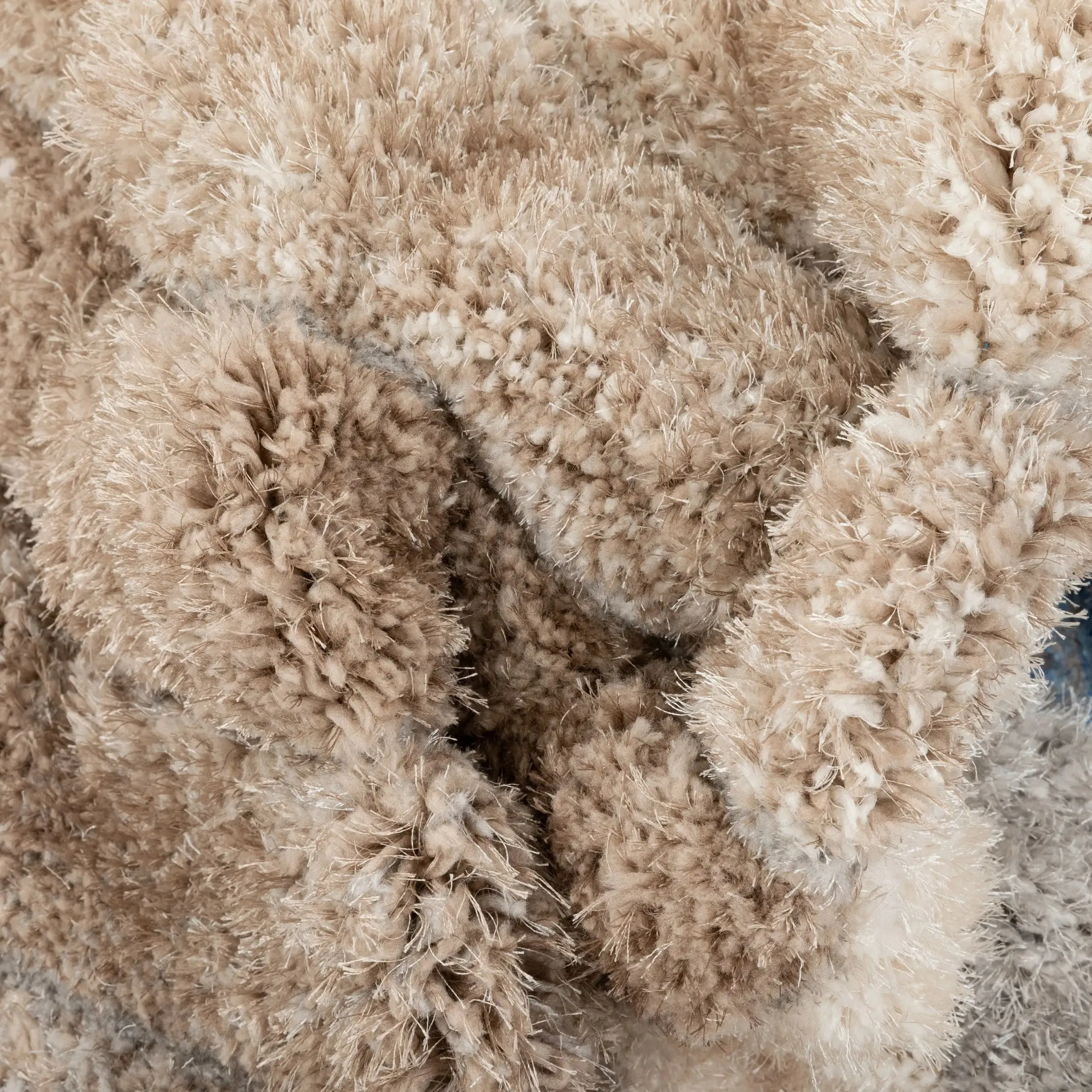 Ucci  Modern Modern Geometric Shag Beige  3D Textured Thick & Soft Shag Rug