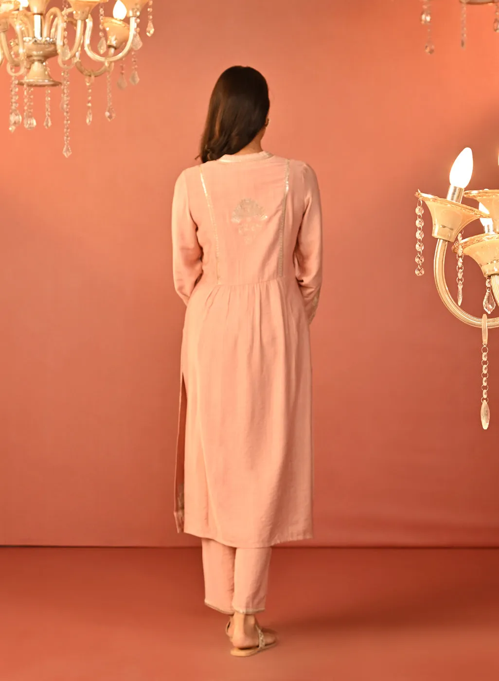 Wamiqa Light Pink Embroidered Rayon Co-ord Set for Women