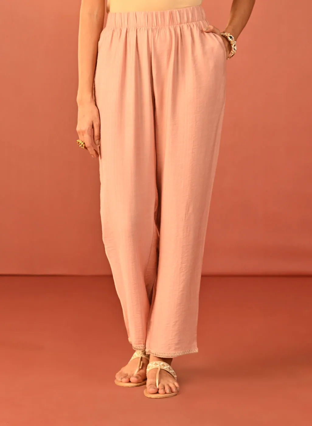 Wamiqa Light Pink Embroidered Rayon Co-ord Set for Women
