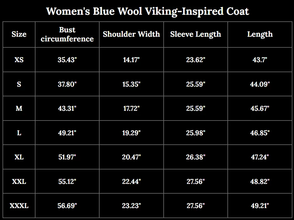 Women's Blue Wool Viking-Inspired Coat | Urnes Embroidery