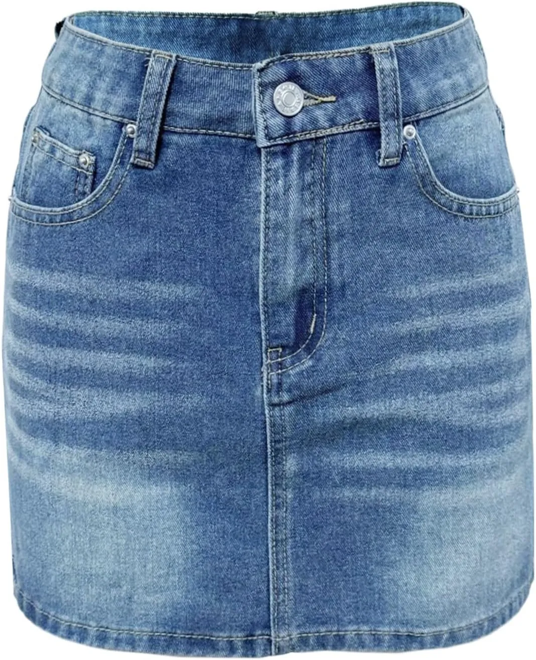 Women's Jean Dress Mini Denim Skirt-Casual Stretch Slim Fit High Waisted Jean Skirts Denim, S-L