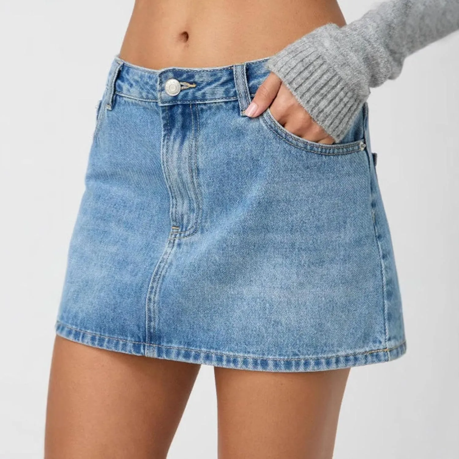 Women's Jean Dress Mini Denim Skirt-Casual Stretch Slim Fit High Waisted Jean Skirts Denim, S-L