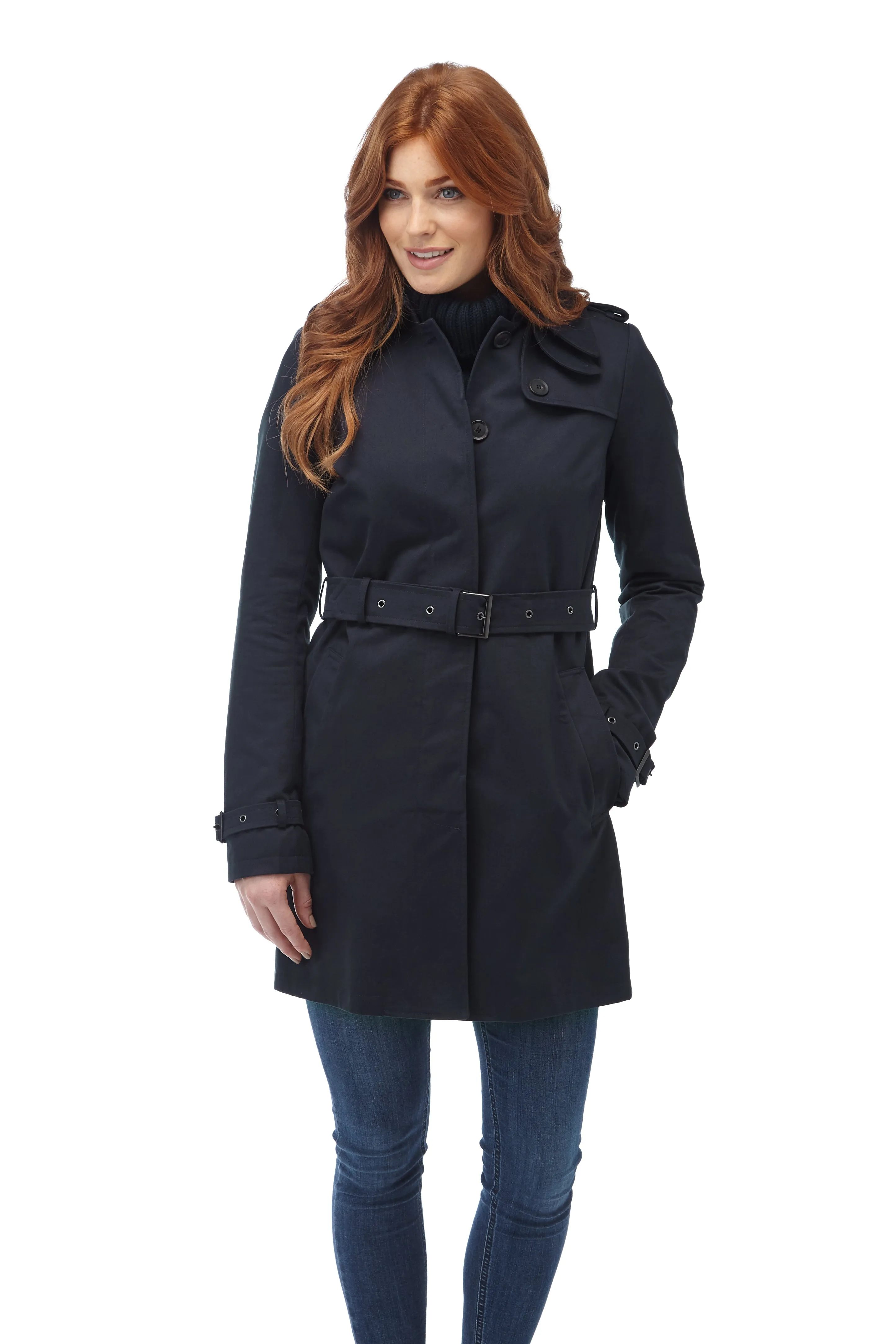 Women's Windsor Trench Rain Coat - Navy