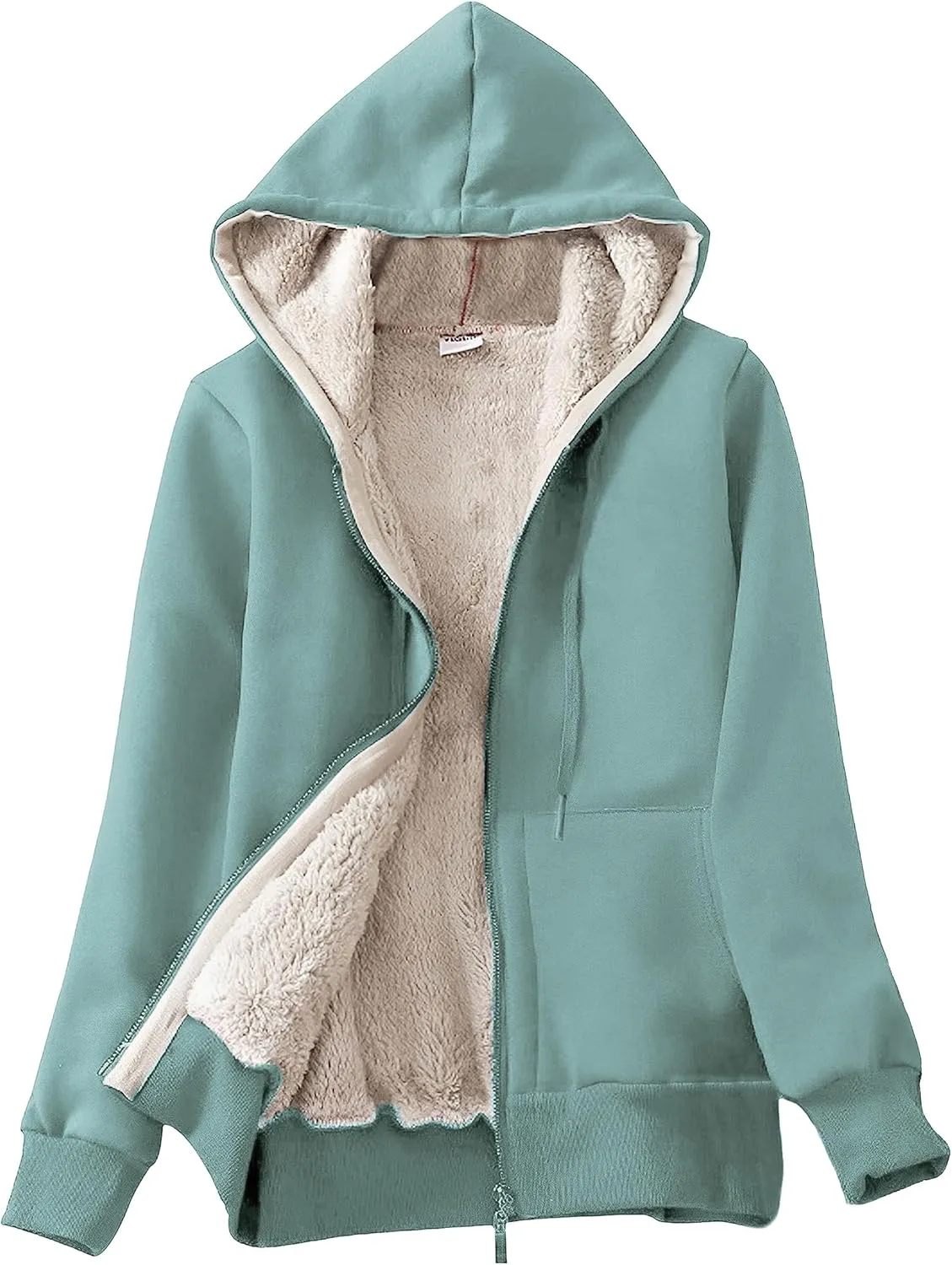 Yeokou Women's Casual Full Zip Up Sherpa Lined Hoodie Sweatshirt Jacket Coat